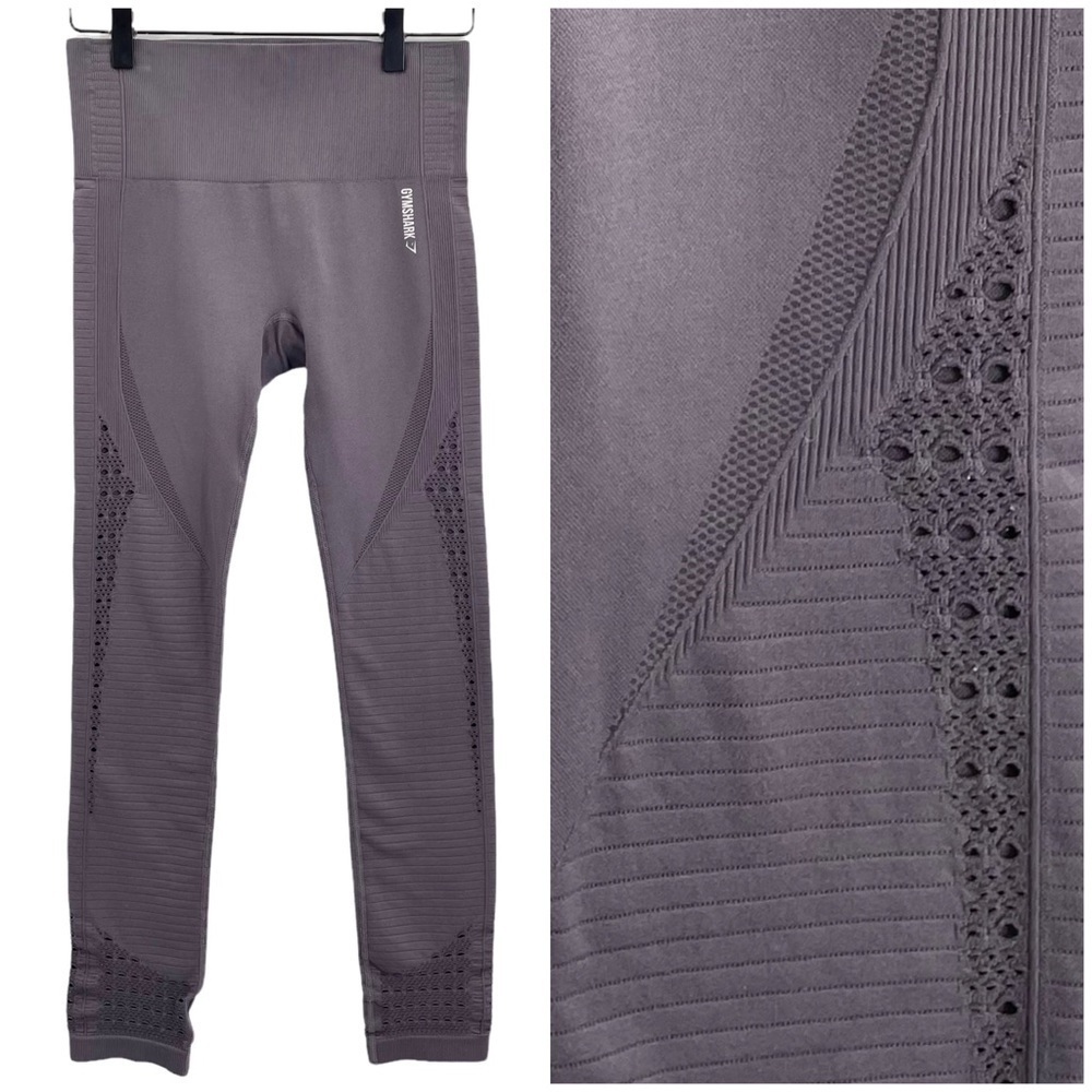 Gymshark Glow Seamless Tights Eyelet Cutout Athletic Leggings Brown/Gray | Sz XS